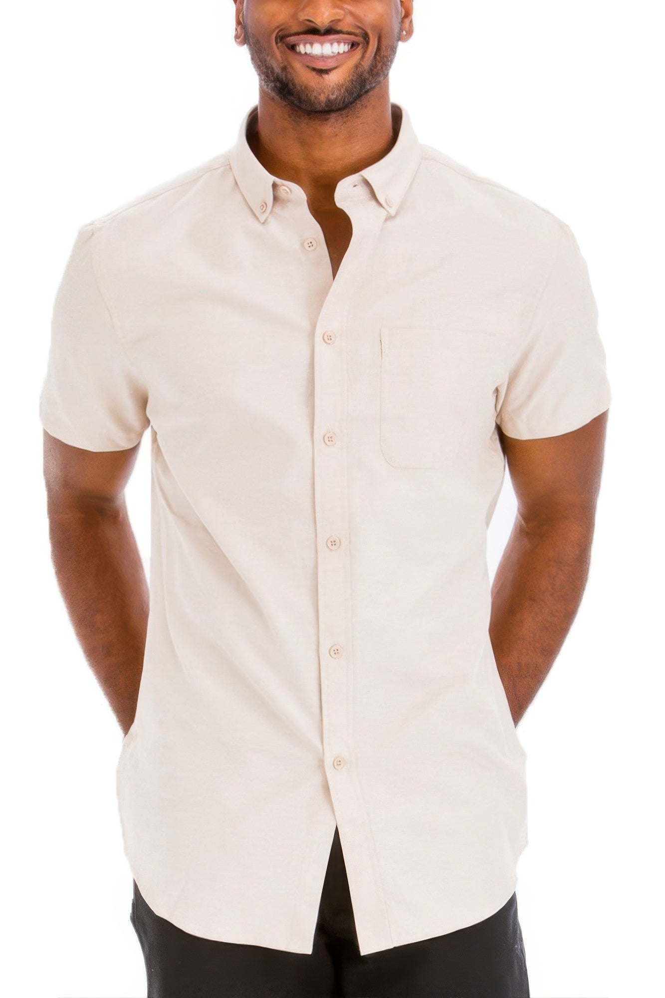 Men's Casual Short Sleeve Solid Shirts